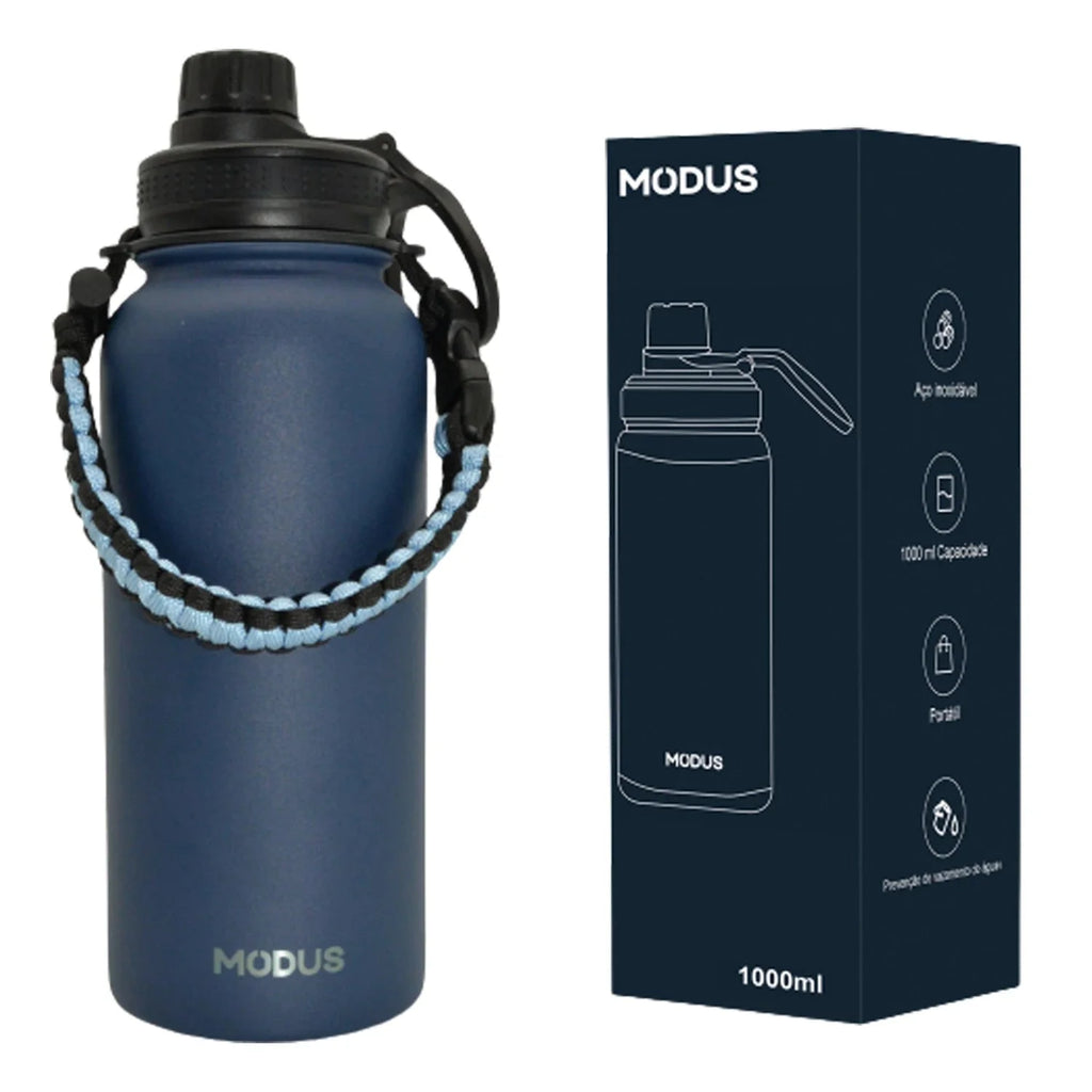 Garrafa térmica de aço inoxidável isolante 1000ml - Modus [Camping - Hidratação - Garrafa Térmica] 02 - Garrafa térmica de aço inoxidável isolante 1000ml - Modus Pescamping Blue 1000ml brazil
