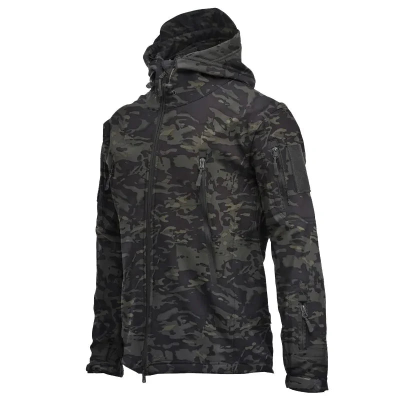 Jaqueta Tática - SoftShell [Vestuário - Jaquetas - Jaqueta] 01 - Jaqueta Tática - SoftShell Pescamping Preto Camuflado P 