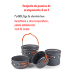 Kit Panelas de Acampamento 4 em 1 - PotSet [Camping - Cozinha - Panelas] 01 - Kit Panelas de Acampamento Pescamping 