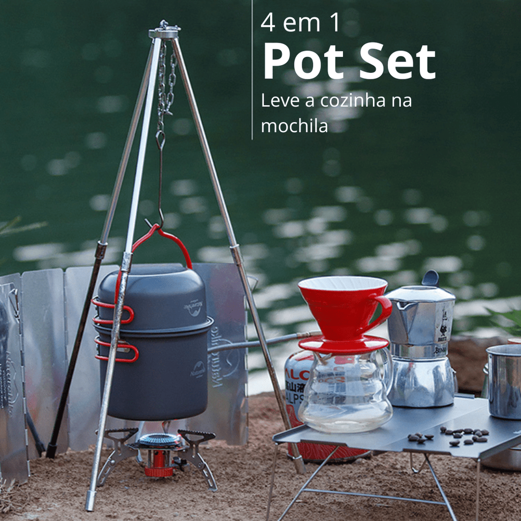 Kit Panelas de Acampamento - PotSet [Camping - Cozinha - Panelas] 01 - Kit Panelas de Acampamento Pescamping 