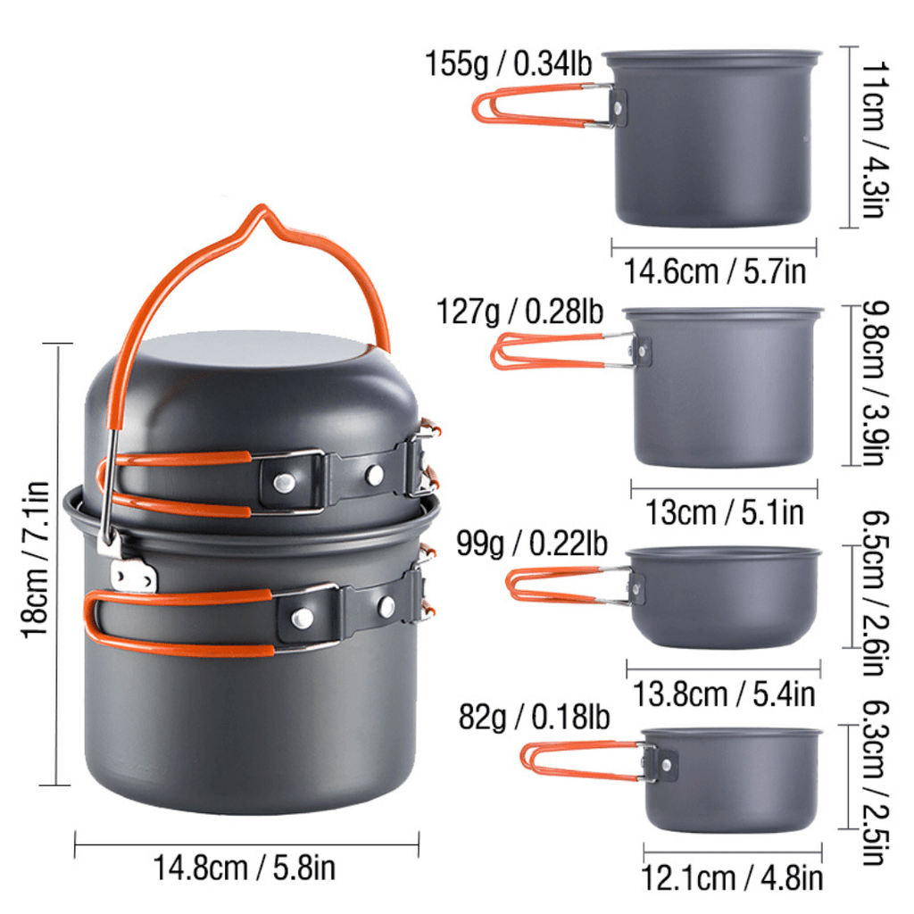 Kit Panelas de Acampamento - PotSet [Camping - Cozinha - Panelas] 01 - Kit Panelas de Acampamento Pescamping 