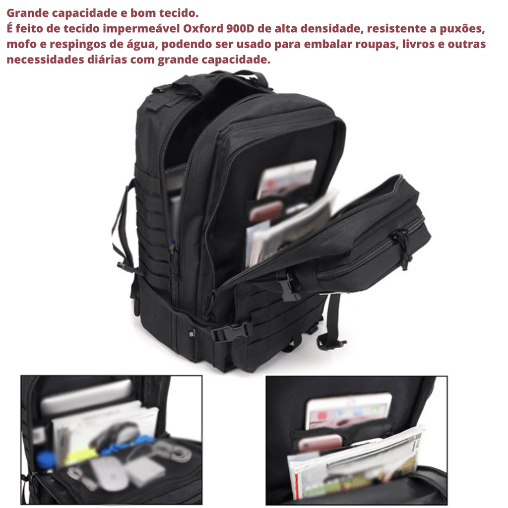 Mochila Tática Militar - Elite [Camping - Mochilas e Bags - Mochilas] 05 - Mochila Tática Militar 50L /25L Pescamping 