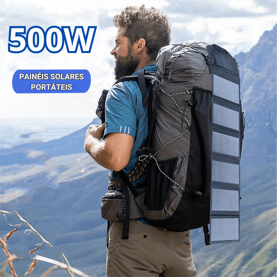 Placa Solar Portátil 500W - Fold [Camiping - Acessórios de Camping - Acessórios] 01 - Placa Solar Portátil 500W - Fold Pescamping 