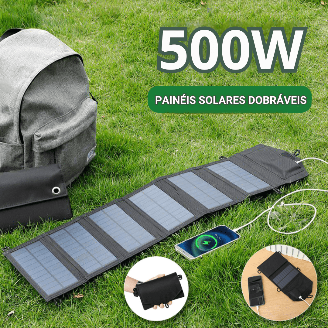 Placa Solar Portátil 500W - Fold [Camiping - Acessórios de Camping - Acessórios] 01 - Placa Solar Portátil 500W - Fold Pescamping 