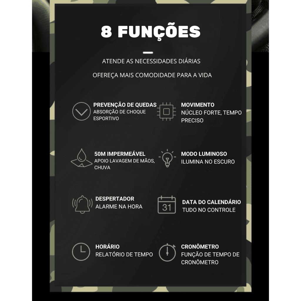 Relógio Masculino Militar [Vestuário - Acessórios - Relógios] 02 - Relógio Masculino Militar Pescamping 