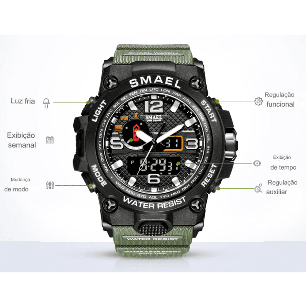 Relógio Masculino Militar [Vestuário - Acessórios - Relógios] 02 - Relógio Masculino Militar Pescamping 