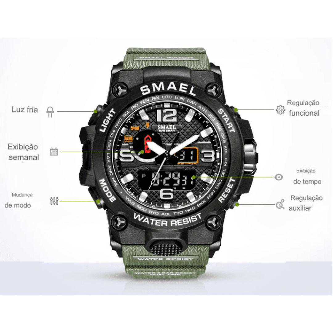 Relógio Masculino Militar [Vestuário - Acessórios - Relógios] 02 - Relógio Masculino Militar Pescamping 